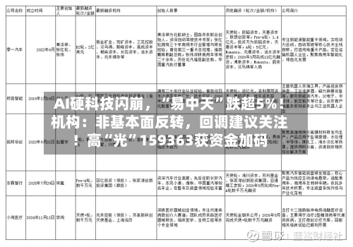 AI硬科技闪崩，“易中天”跌超5%！机构：非基本面反转，回调建议关注！高“光”159363获资金加码-第3张图片