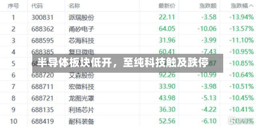 半导体板块低开，至纯科技触及跌停-第2张图片