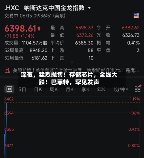 深夜，猛烈抛售！存储芯片，全线大跌！巴菲特	，罕见发声-第2张图片