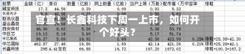 官宣！长鑫科技下周一上市	，如何开个好头？-第2张图片