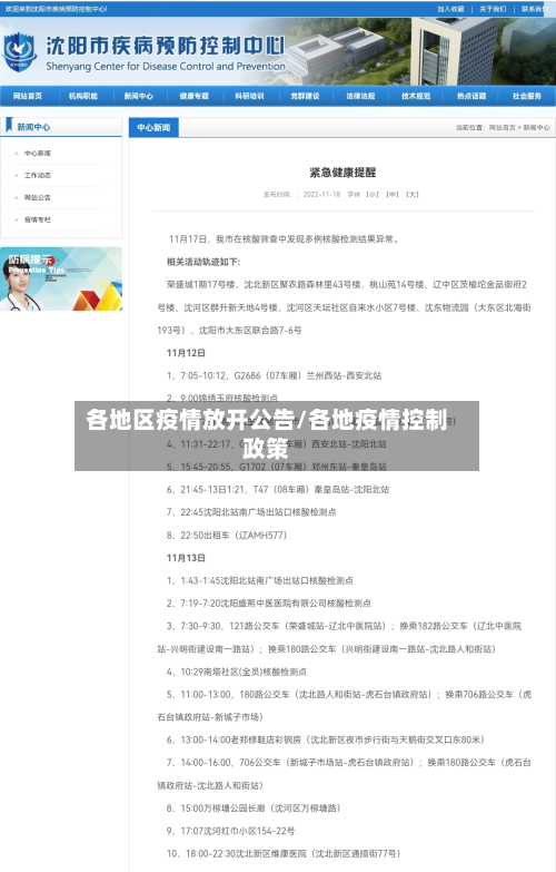 各地区疫情放开公告/各地疫情控制政策