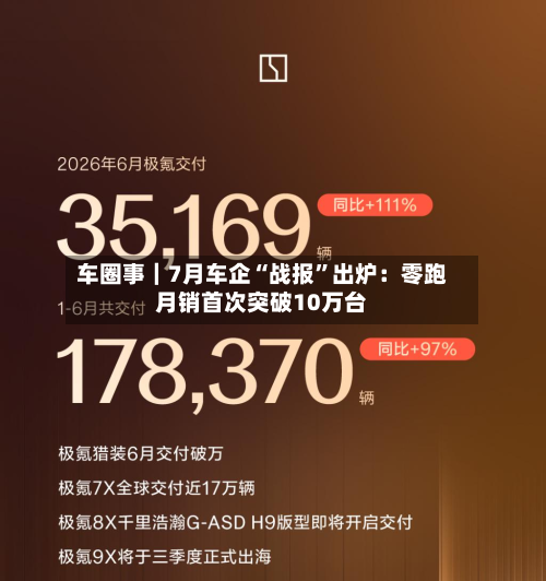 车圈事｜7月车企“战报”出炉：零跑月销首次突破10万台-第2张图片