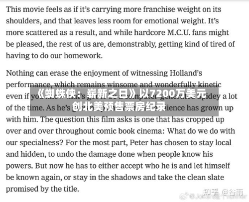 《蜘蛛侠：崭新之日》以7200万美元创北美预售票房纪录-第3张图片