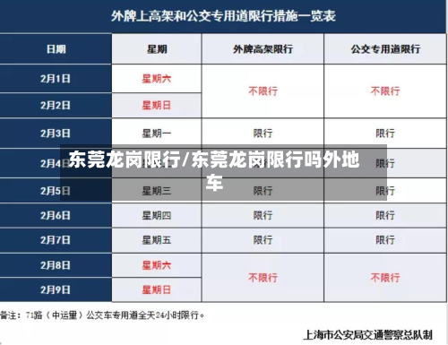 东莞龙岗限行/东莞龙岗限行吗外地车-第2张图片