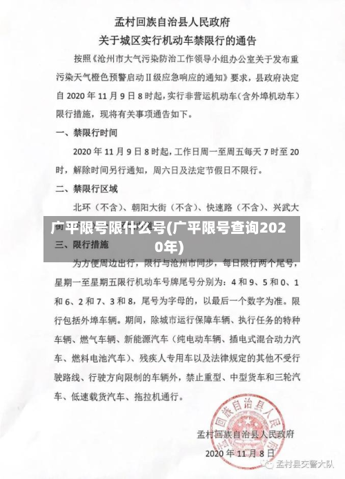 广平限号限什么号(广平限号查询2020年)-第2张图片