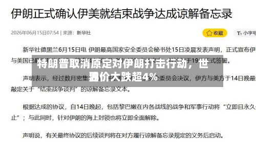 特朗普取消原定对伊朗打击行动	，世界油价大跌超4%-第2张图片