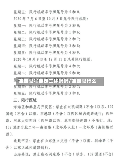 邯郸限号能走二环吗吗/邯郸限行么