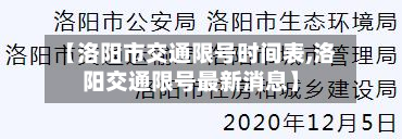 【洛阳市交通限号时间表,洛阳交通限号最新消息】-第2张图片