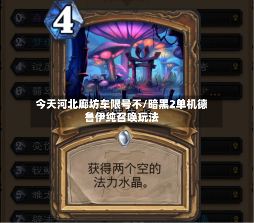 今天河北廊坊车限号不/暗黑2单机德鲁伊纯召唤玩法