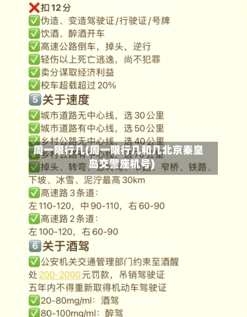 周一限行几(周一限行几和几北京秦皇岛交警座机号)-第2张图片