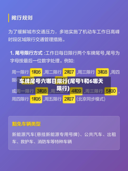 车牌尾号六哪日限行(尾号1和6哪天限行)-第2张图片