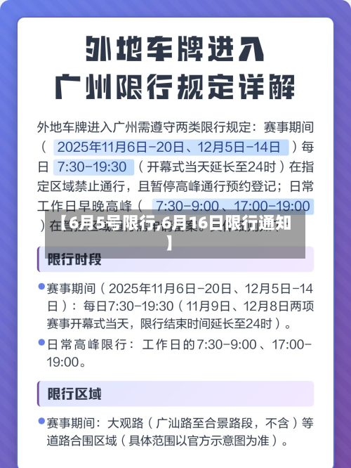 【6月5号限行,6月16日限行通知】