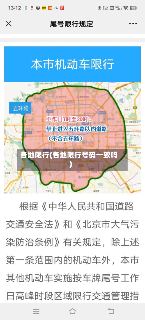各地限行(各地限行号码一致吗)