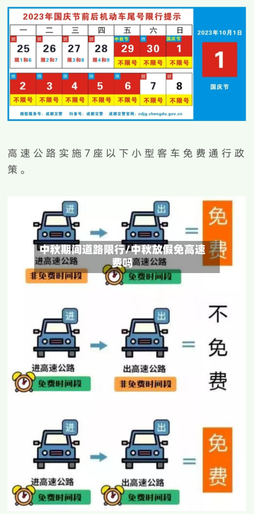 中秋期间道路限行/中秋放假免高速费吗