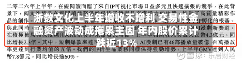 浙数文化上半年增收不增利 交易性金融资产波动成拖累主因 年内股价累计跌近13%-第2张图片