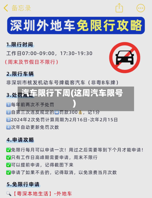 汽车限行下周(这周汽车限号)