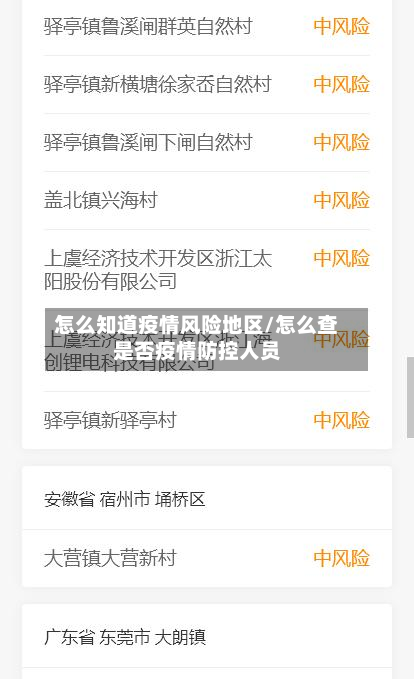 怎么知道疫情风险地区/怎么查是否疫情防控人员