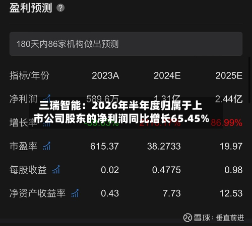 三瑞智能：2026年半年度归属于上市公司股东的净利润同比增长65.45%-第2张图片