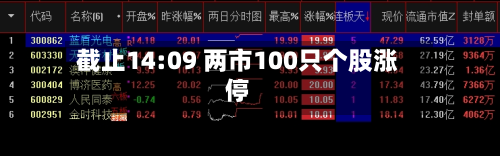 截止14:09 两市100只个股涨停