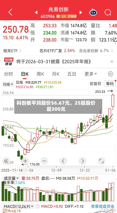 科创板平均股价56.67元，25股股价超300元-第3张图片