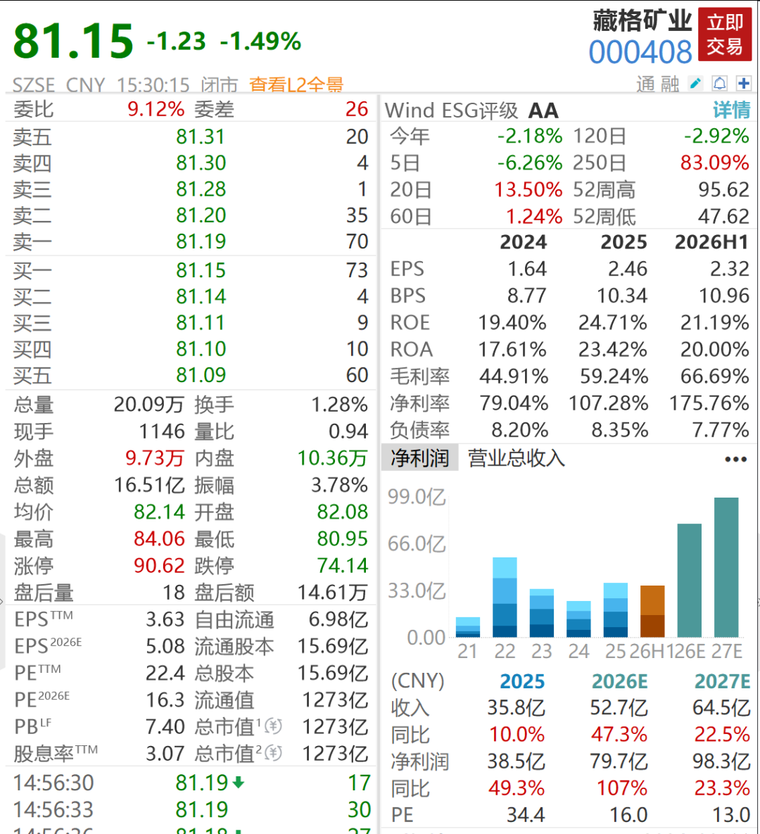 千亿铜矿巨头，净利大增超100%创历史新高